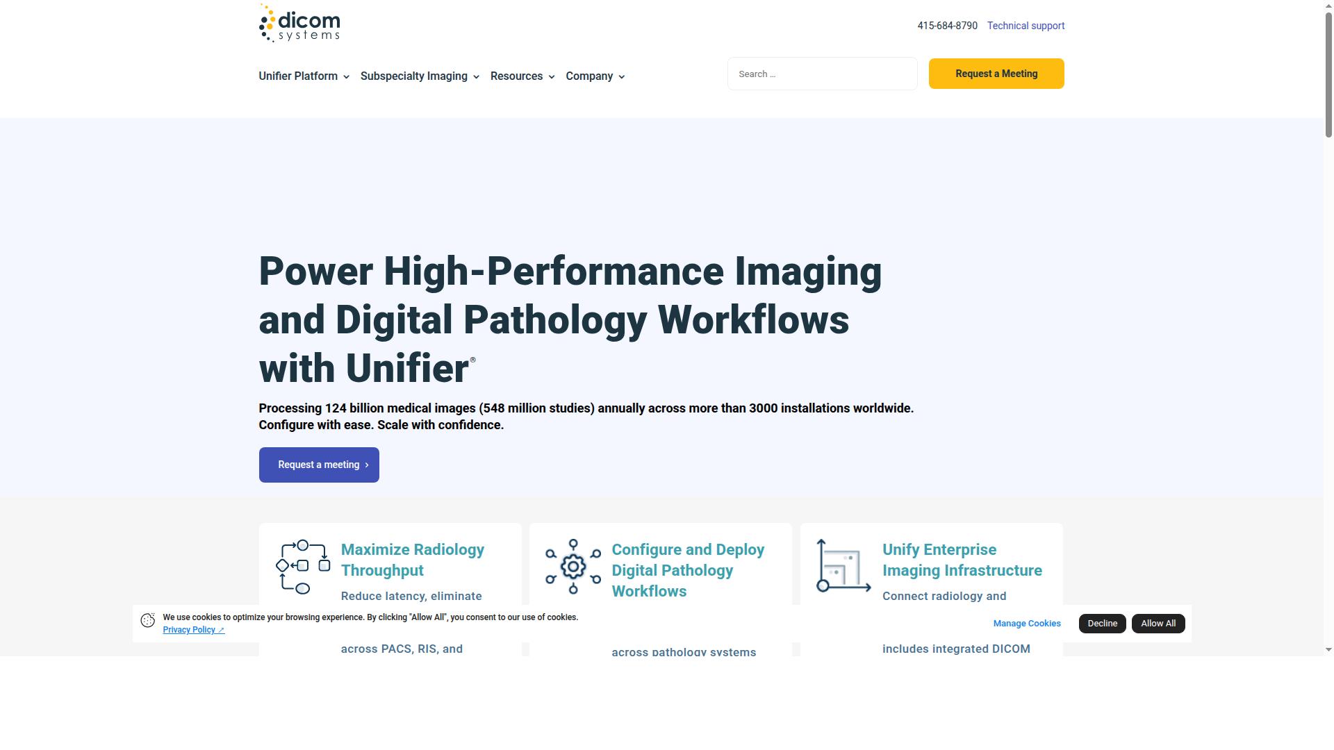 Dicom Systems Unifier Platform website